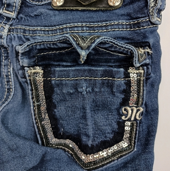 Miss Me Girls Blue Skinny Jeans with Faded Wash-(#706) - Picture 6 of 7